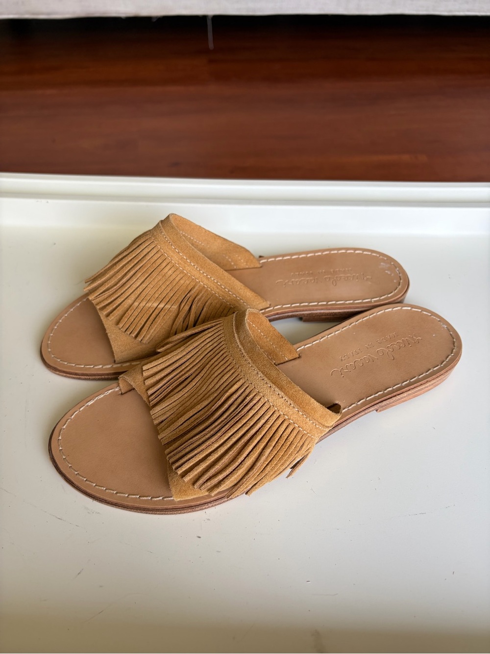 Suede Slide Mules in Tan - Women